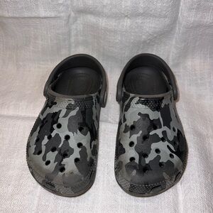 CROCS Black and Gray Slippers with Perforated Design